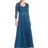 Decode 1.8 - 183778 Lace Embellished Accordion Pleats Long Dress