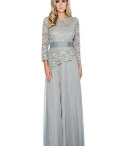Decode 1.8 - 184004 Lace Jersey Mesh Long Sleeve Evening Dress Formal Gowns