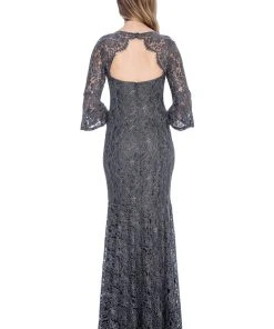 Formal Gowns Decode 1.8 - 184672 Lace Embroidered Bell Sleeve Trumpet Dress
