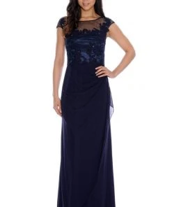 Formal Gowns Decode 1.8 - Bateau Neckline Mesh Long Dress 183088