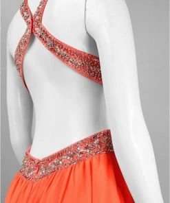 Formal Gowns Decode 1.8 - Bejeweled Strapped Cutout Back Evening Gown 182277