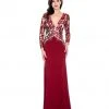 Formal Gowns Decode 1.8 - Embroidered V Neck Long Sleeves Long Dress 183794