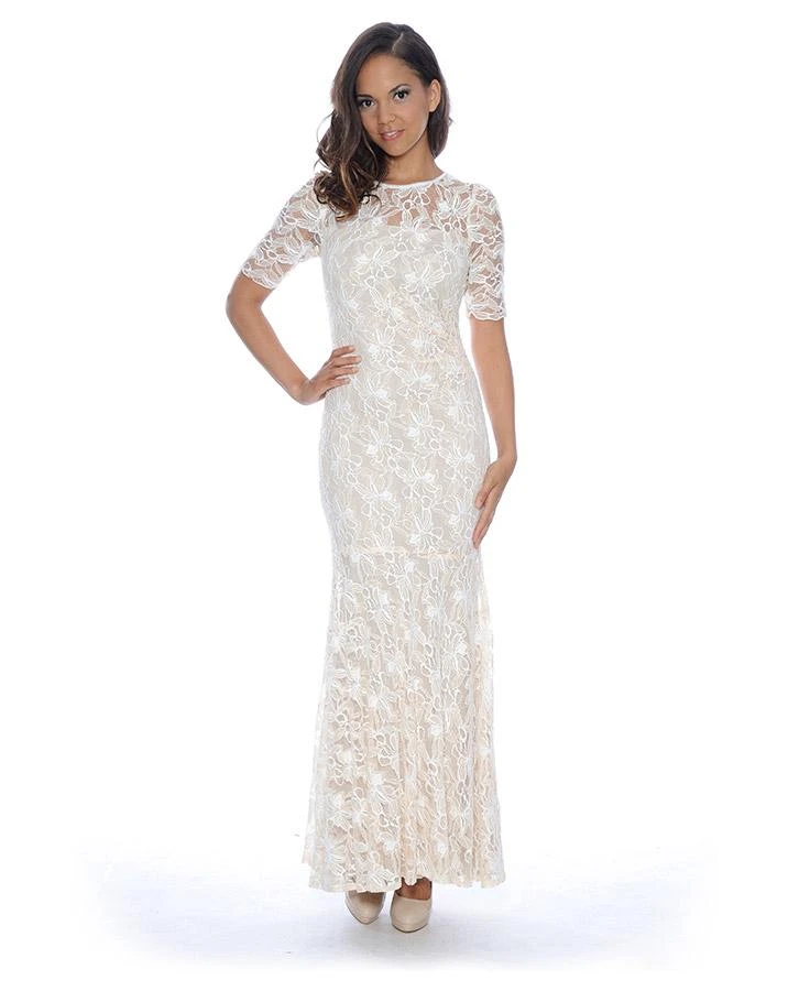 Decode 1.8 - Half Sleeve Floral Lace Sheath Dress 182949 3 Decode 1.8 - Half Sleeve Floral Lace Sheath Dress 182949