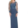 Formal Gowns Decode 1.8 - Jersey Knit Dress With Floral Lace Applique 183577 - 1 Pc Slate In Size 2 Available