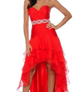 Decode 1.8 - Jeweled Waist High Low Sweetheart Dress 182487 Formal Gowns