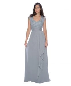 Formal Gowns Decode 1.8 - Lace Scoop Top Chiffon Gown 182924
