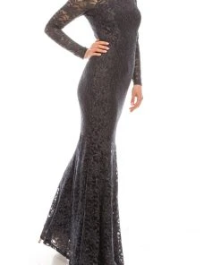 Formal Gowns Decode 1.8 - Off-Shoulder Lace Mermaid Gown 183916 - 2 Pcs Charcoal In Sizes 2 And 6 Available
