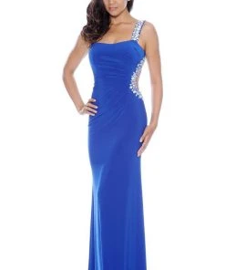 Decode 1.8 - Rhinestone Embellished One Shoulder Strap Gown 182507 Formal Gowns