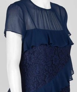 Donna Morgan - D5578M Floral Lace Ruffled Sheath Dress