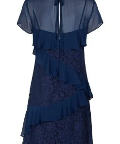 Donna Morgan - D5578M Floral Lace Ruffled Sheath Dress