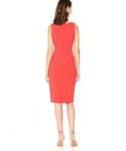 Cocktail Dresses Donna Morgan - D6010M V-neck Stretch Crepe Sheath Dress