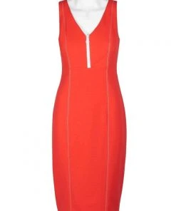 Cocktail Dresses Donna Morgan - D6010M V-neck Stretch Crepe Sheath Dress