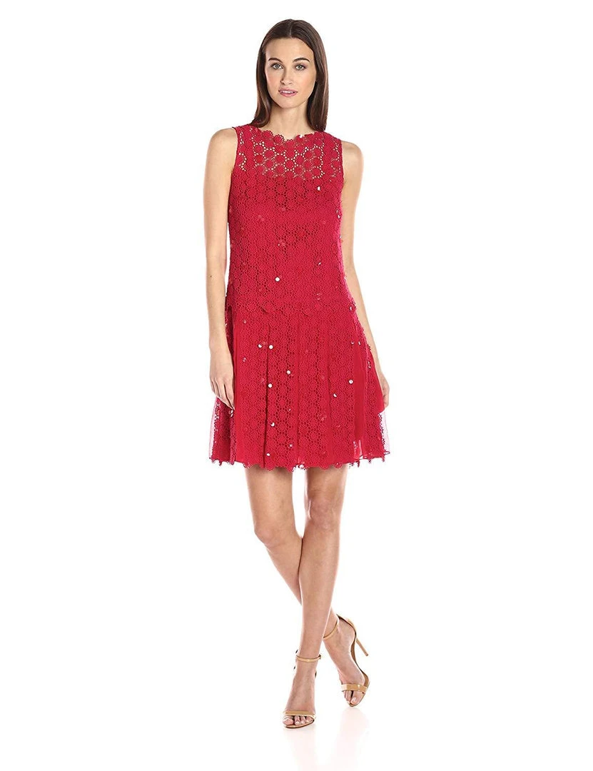 Cocktail Dresses Elie Tahari - E41VA607 Embellished Crochet A-line Dress 3 Cocktail Dresses Elie Tahari - E41VA607 Embellished Crochet A-line Dress