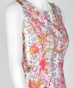 Cocktail Dresses Elie Tahari - E6033607 Multi-Print Jewel Neck Sheath Dress