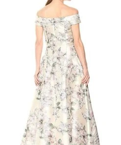 Long Dresses Eliza J Evening - Floral Printed Off-Shoulder A-line Dress EJ8M8107 - 1 Pc Blush In Size 12 Available 5 Long Dresses Eliza J Evening - Floral Printed Off-Shoulder A-line Dress EJ8M8107 - 1 Pc Blush In Size 12 Available