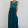 Elizabeth K - Bead Embroidered A-Line Evening Gown GL1567 - 1 Pc Teal In Size S Available