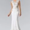 Elizabeth K Bridal - GL2326 Beaded Queen Anne Jersey Sheath Wedding Dress Formal Gowns 2 Elizabeth K Bridal - GL2326 Beaded Queen Anne Jersey Sheath Wedding Dress Formal Gowns