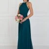 Elizabeth K Crisscross-Banded Waist Long Halter Gown - 2 Pcs Teal In Size S And M Available 1 Elizabeth K Crisscross-Banded Waist Long Halter Gown - 2 Pcs Teal In Size S And M Available