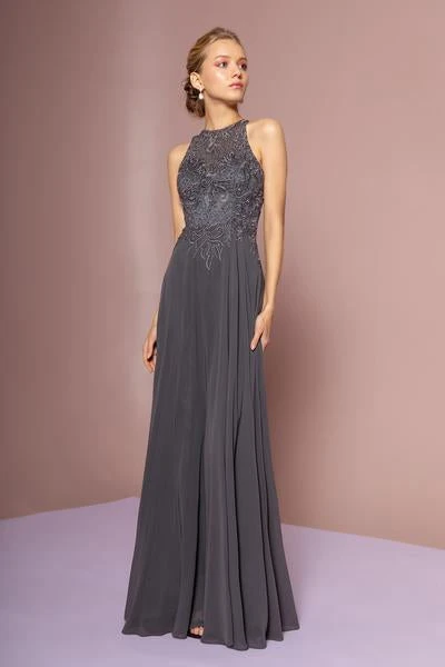 Elizabeth K - Floral Embroidered A-Line Dress GL2680 - 1 Pc Charcoal In Size S Available Formal Gowns 3 Elizabeth K - Floral Embroidered A-Line Dress GL2680 - 1 Pc Charcoal In Size S Available Formal Gowns