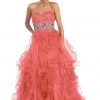 Elizabeth K - GL1026 Jeweled Sweetheart Long Ruffled Dress Formal Gowns 2 Elizabeth K - GL1026 Jeweled Sweetheart Long Ruffled Dress Formal Gowns
