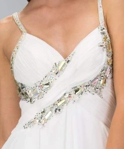 Elizabeth K - GL1031 Bejeweled Ruched Sweetheart Chiffon Dress Formal Gowns