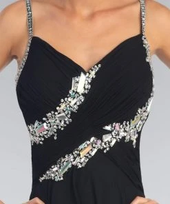 Elizabeth K - GL1031 Bejeweled Ruched Sweetheart Chiffon Dress Formal Gowns