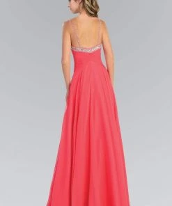 Elizabeth K - GL1031 Bejeweled Ruched Sweetheart Chiffon Dress Formal Gowns