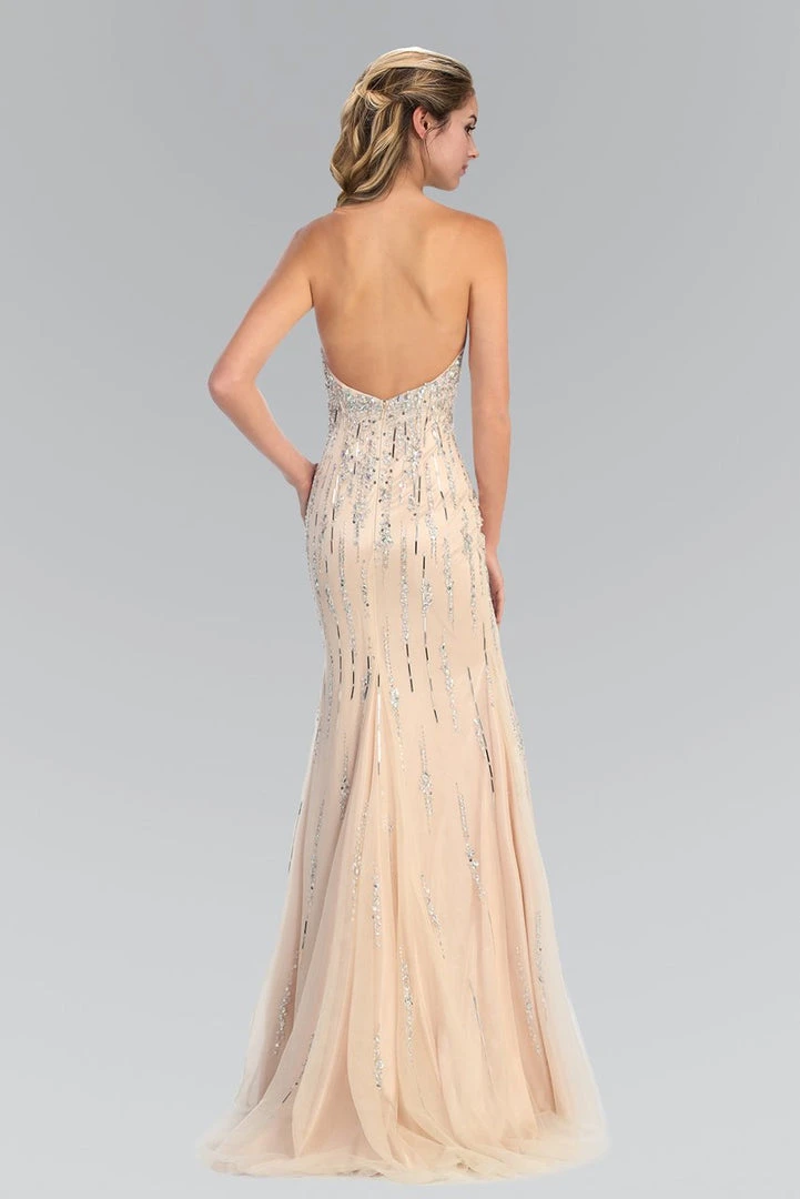 Elizabeth K - GL1043 V-Neck Long Dress With Slit Formal Gowns 4 Elizabeth K - GL1043 V-Neck Long Dress With Slit Formal Gowns