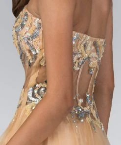 Elizabeth K - GL1045 Strapless Embellished Long Gown Formal Gowns