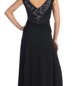 Formal Gowns Elizabeth K - GL1048 Beaded Cap Sleeve V-neck A-line Dress 15 Formal Gowns Elizabeth K - GL1048 Beaded Cap Sleeve V-neck A-line Dress