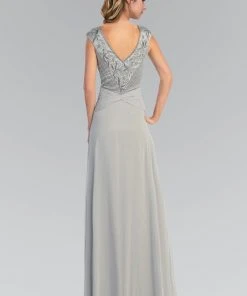 Formal Gowns Elizabeth K - GL1048 Beaded Cap Sleeve V-neck A-line Dress 13 Formal Gowns Elizabeth K - GL1048 Beaded Cap Sleeve V-neck A-line Dress