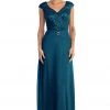 Formal Gowns Elizabeth K - GL1048 Beaded Cap Sleeve V-neck A-line Dress