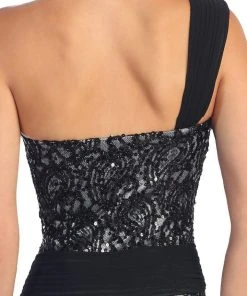 Elizabeth K - GL1049 Sequined One Shoulder Strap Sweetheart Dress Formal Gowns