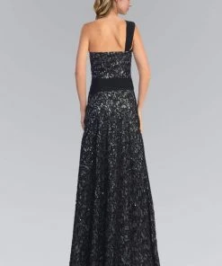 Elizabeth K - GL1049 Sequined One Shoulder Strap Sweetheart Dress Formal Gowns