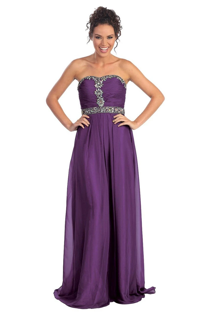 Formal Gowns Elizabeth K - GL1058 Shirred Chiffon Sweetheart A-Line Gown 3 Formal Gowns Elizabeth K - GL1058 Shirred Chiffon Sweetheart A-Line Gown