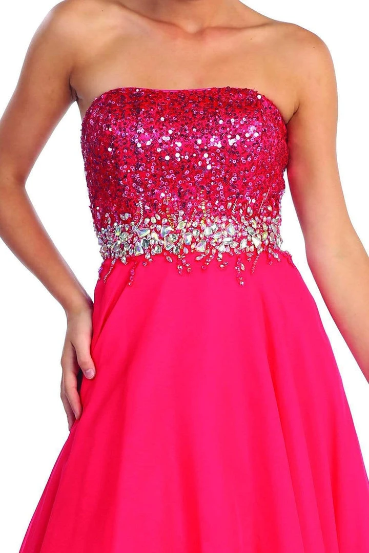 Elizabeth K - GL1060 Sequined Strapless Chiffon High-Low Gown Formal Gowns 7 Elizabeth K - GL1060 Sequined Strapless Chiffon High-Low Gown Formal Gowns