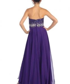 Elizabeth K - GL1060 Sequined Strapless Chiffon High-Low Gown Formal Gowns 9 Elizabeth K - GL1060 Sequined Strapless Chiffon High-Low Gown Formal Gowns