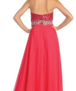 Elizabeth K - GL1060 Sequined Strapless Chiffon High-Low Gown Formal Gowns 11 Elizabeth K - GL1060 Sequined Strapless Chiffon High-Low Gown Formal Gowns