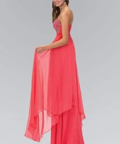 Formal Gowns Elizabeth K - GL1061 Medallion Accented Sweetheart Chiffon Gown