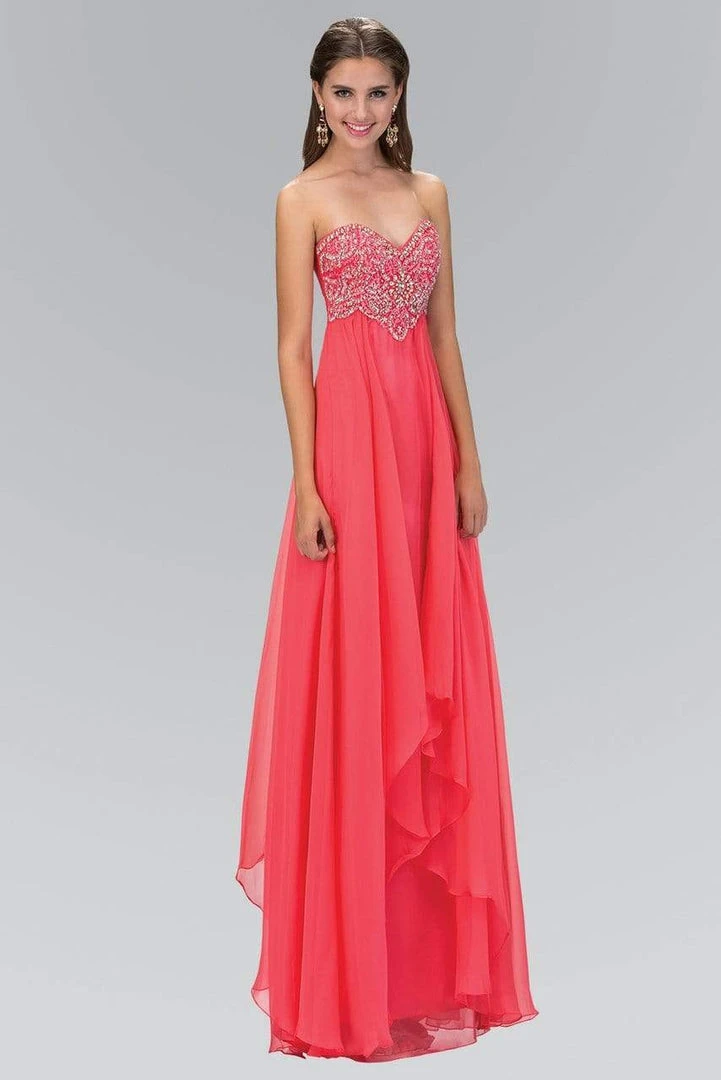 Formal Gowns Elizabeth K - GL1061 Medallion Accented Sweetheart Chiffon Gown 3 Formal Gowns Elizabeth K - GL1061 Medallion Accented Sweetheart Chiffon Gown