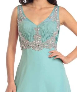 Elizabeth K - GL1073 Adorned V-Neck Illusion A-Line Gown Formal Gowns 17 Elizabeth K - GL1073 Adorned V-Neck Illusion A-Line Gown Formal Gowns