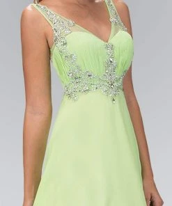 Elizabeth K - GL1073 Adorned V-Neck Illusion A-Line Gown Formal Gowns 12 Elizabeth K - GL1073 Adorned V-Neck Illusion A-Line Gown Formal Gowns