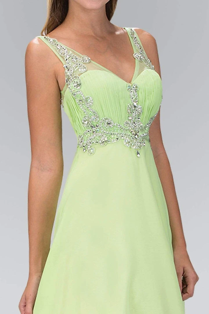 Elizabeth K - GL1073 Adorned V-Neck Illusion A-Line Gown Formal Gowns 5 Elizabeth K - GL1073 Adorned V-Neck Illusion A-Line Gown Formal Gowns