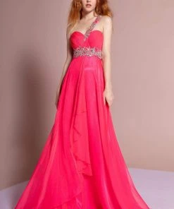 Formal Gowns Elizabeth K - GL1084 One Shoulder Strap Ruched Sweetheart Dress