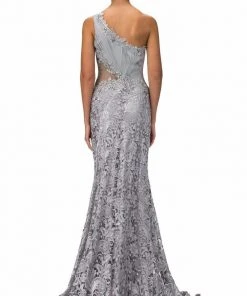 Formal Gowns Elizabeth K - GL1090 One Shoulder Floral Long Dress 8 Formal Gowns Elizabeth K - GL1090 One Shoulder Floral Long Dress