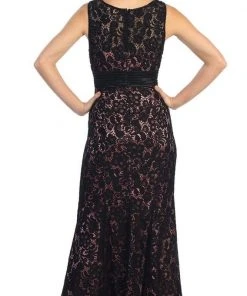 Elizabeth K - GL1101 Lace Embellished Bateau Neck Sheath Dress 9 Elizabeth K - GL1101 Lace Embellished Bateau Neck Sheath Dress