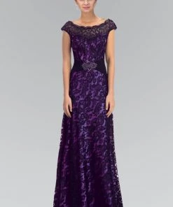 Formal Gowns Elizabeth K - GL1102 Lace Floral Long Dress