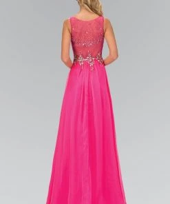 Formal Gowns Elizabeth K - GL1131 Bateau Illusion Bejeweled Chiffon Gown 11 Formal Gowns Elizabeth K - GL1131 Bateau Illusion Bejeweled Chiffon Gown
