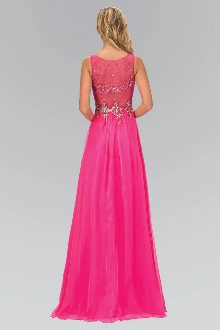 Formal Gowns Elizabeth K - GL1131 Bateau Illusion Bejeweled Chiffon Gown 7 Formal Gowns Elizabeth K - GL1131 Bateau Illusion Bejeweled Chiffon Gown