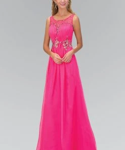 Formal Gowns Elizabeth K - GL1131 Bateau Illusion Bejeweled Chiffon Gown 10 Formal Gowns Elizabeth K - GL1131 Bateau Illusion Bejeweled Chiffon Gown
